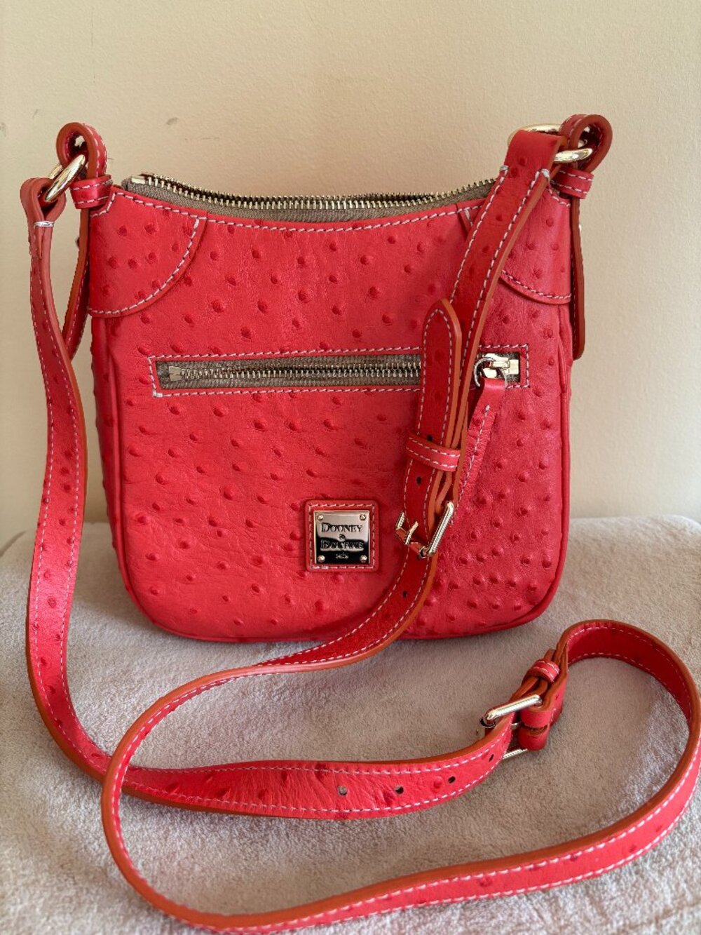 Dooney & Bourke Ostrich Front Zip Crossbody NWOT - Tangerine
